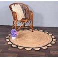 thumbnail image 1 of Indian handmade Braided Natural Farmhouse Jute with Black Color Design Round Rugs, Scalloped Round Rugs Size , 7 x 7 Feet Round ( 210 cm x 210 cm ), 1 of 4