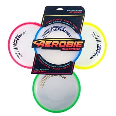 Disque volant Aerobie Superdisc – jaune, frisbee longue distance de 10 pouces avec bord coussiné