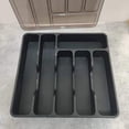 thumbnail image 3 of Meitianfacai Silverware Organizer with Lid, Covered Utensil Tray for Kitchen Drawer and Countertop, Plastic Cutlery and Flatware Storage Box for Spoons Forks Knives Holder Case, 6 Compartments(Black), 3 of 9