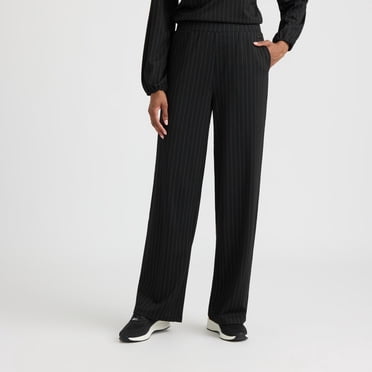 Mexx Women’s Pinstripe Stretch Knit Pull-On Wide Leg Pant