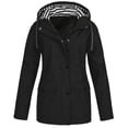 thumbnail image 1 of DPTALR Women Solid Rain Jacket Outdoor Plus Size Hooded Raincoat Windproof, 1 of 3