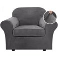 thumbnail image 1 of Modern Velvet Plush 4 Piece High Stretch Sofa Slipcover Furniture Protector Form Fit Luxury Thick Sofa Cover, Machine Washable, 1 of 6