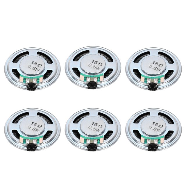 6 Pcs 0.5W 16 Ohms Petits Haut-Parleurs Coque en Métal Ronde Micro Magnétique Interne