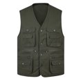 thumbnail image 1 of OmicGot Classic Summer Men Vest Cotton Button Multi Pocket 3 Colors Sleeveless Jacket With Many Pockets Solid Big Size Travel Waistcoat, 1 of 5