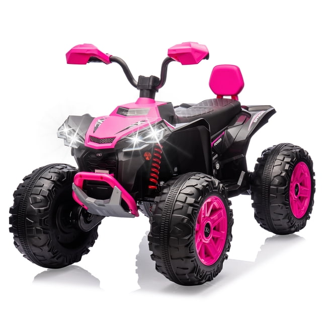 24V 2-Seater Kids Electric ATV Ride-On – Pink, Dual 500W Motors, 4-Wheeler, wireless Audio, USB, LED Headlights, Music, Spring Suspension, High/Low Speed, For Boys & Girls Ages 3-8, Pink
