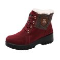 thumbnail image 1 of Pisexur Bottes à la Cheville Classiques à Lacets Bottillon de Randonnée en Suède à Enfiler Botte d'Hiver Légère Décontractée à Talon Compensé Bottes à la Cheville pour Femmes Épaisses et Chaudes Bottes pour Femmes Rouge, 1 of 8