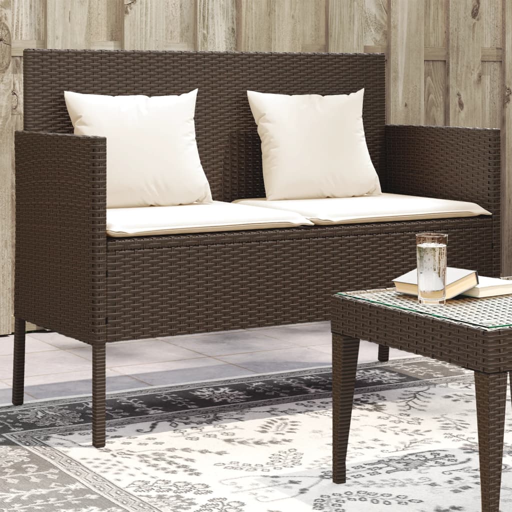 vidaXL Banc de Jardin avec Coussins en Rotin Poly Brun
