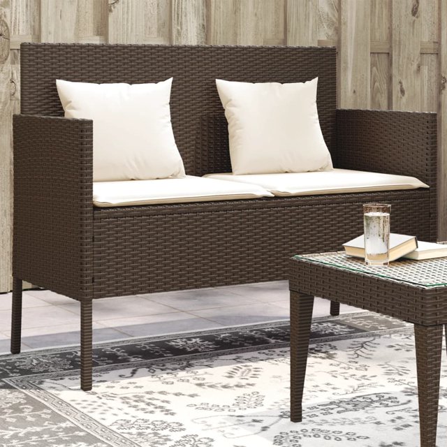 vidaXL Banc de Jardin avec Coussins en Rotin Poly Brun