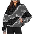 thumbnail image 2 of Chandails à Capuchon Mode pour Femmes 2023 Mode Automne Hiver Imprimé Léopard Décontracté Sport Col Rond Survêtements Manches Longues Col à Revers Fermeture Éclair Chandails à Capuchon Rabais de 50 % Liquidation Costumes d'Halloween/Noël, 2 of 5