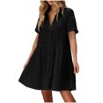 thumbnail image 2 of Pisexur Robes Femmes Belle Robe d'Été pour Femmes Décontractée Sans Manches à Col Rond à Lacets Robe Plissée Noir,G, 2 of 9