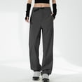 thumbnail image 3 of Ohufall Pantalon Cargo pour Femmes Pantalon à Jambe Grand Ample Extensible Pantalon Mode Urbaine Taille Haute Décontracté Imperméable Pantalon de Randonnée Extérieur avec Poches Pantalon pour Femmes, 3 of 4