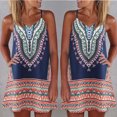 thumbnail image 2 of Fridja Womens Summer Print Color Block Sleeveless Dress A-Line Maxi Mini Sundress　, 2 of 8