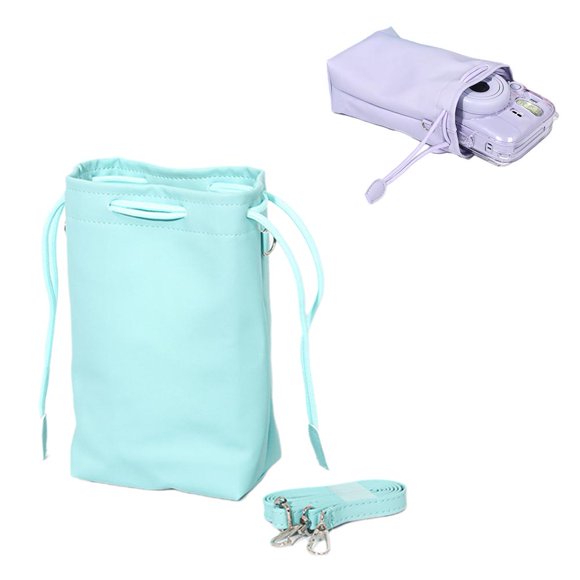 PU Leather Drawstring Pouch Bag for Instant Cameras, Compact Camera Storage Organizer, Travel Accessory, Gift for Photographers