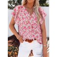thumbnail image 2 of ORUYROP Chemisiers Chemises Hauts Décontractés Boho à Imprimé Floral à Col en V à Manches Longues Amples pour Femmes, 2 of 5