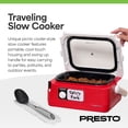 thumbnail image 4 of Presto 06011 6 Qt Nomad Portable Electric Slow Cooker with Locking Lid, Red, 4 of 12