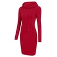 thumbnail image 3 of TIMIFIS Robe à Capuche pour Femmes à Manches Longues Tunique à Capuche Chandail Surdimensionné Poches Chandail à Enfiler Jumper-Rouge-TG Automne, 3 of 4
