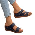 thumbnail image 1 of Womens Orthopedic Platform Slides Sandals 2025 Fashion Leopard Buckle Arch Support Wedge Dress Slip on, 1 of 7