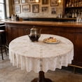 thumbnail image 4 of White Round Tablecloth Polyester Sheer Lace Embroidered with Hollowed-out Non-slip Design for Dining Tables 185 cm, 4 of 6