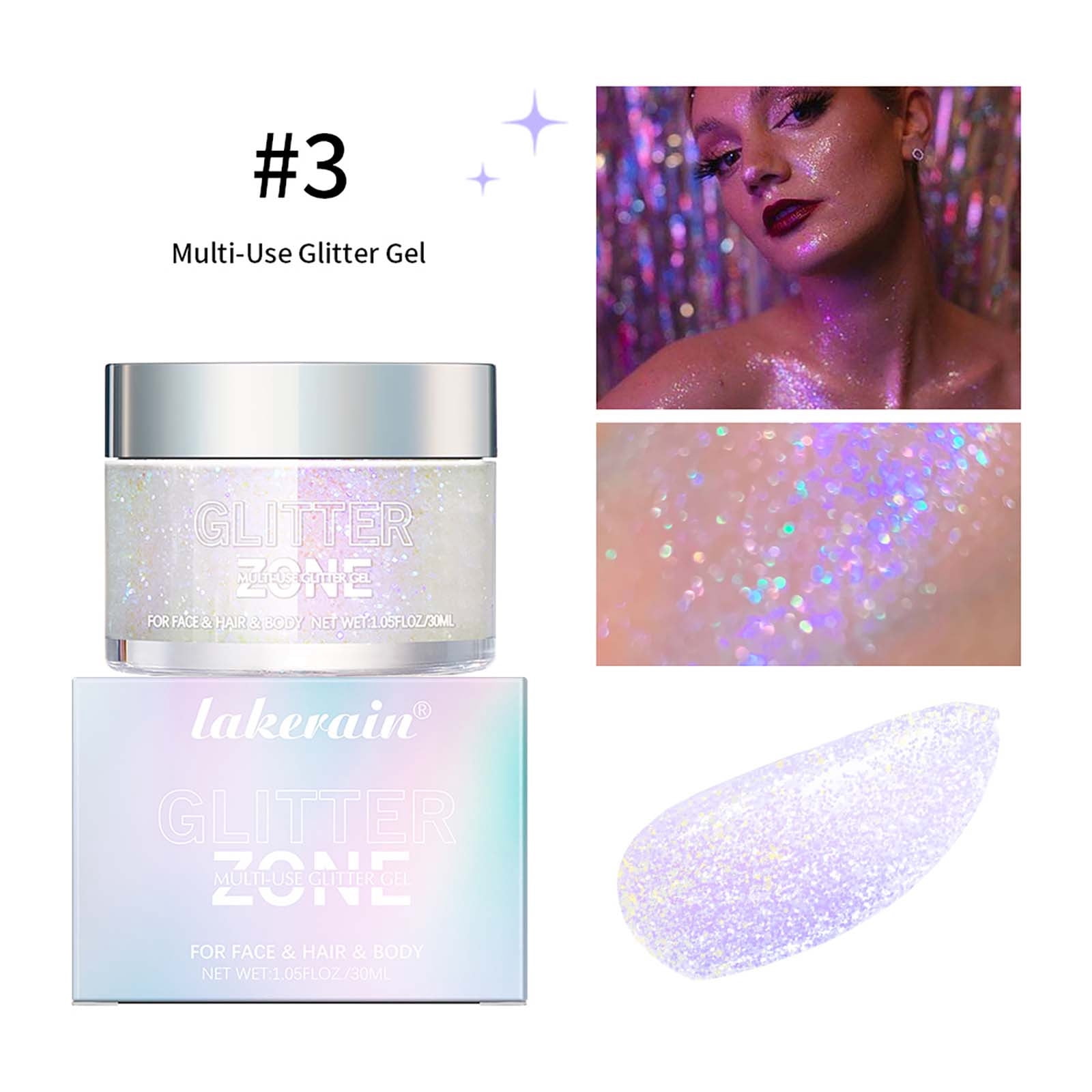 FcBaudy Colorful Glitter Gel Colorful Glitter Body Gel, And Sweat Proof, Not Easy To Drop 30ml Repair cream