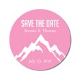 thumbnail image 1 of Darling Souvenir Round 45 Pcs Snowy Mountain Save The Date Stickers Personalized Bride Groom Names And Date Envelope Seals - Light Pink, 1 of 4