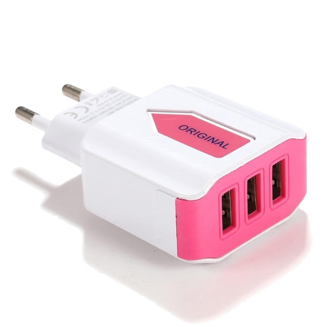 EU Plug Triple USB Port Wall Home Travel AC Power Charger Adapter