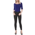 thumbnail image 3 of INSPIRE CHIC Women's Boat Neck Tops Half Sleeves Fitted Layering Soft T-Shirt M Blue, 3 of 9