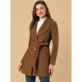 thumbnail image 2 of INSPIRE CHIC Manteau Caban Long à Simple Boutonnage pour Femme, Mignon, Col Rabattu, Ceinturé, Brun, TP, 2 of 6