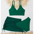 thumbnail image 4 of Kcodviy Girls' 3 Piece Plain Two Cute Bikini for Girls Swimsuit Wrap Bikini with Little Girls Swim Ruched Cover Up Skirt Girls Bathing Suit with Skirt Set, 4 of 7