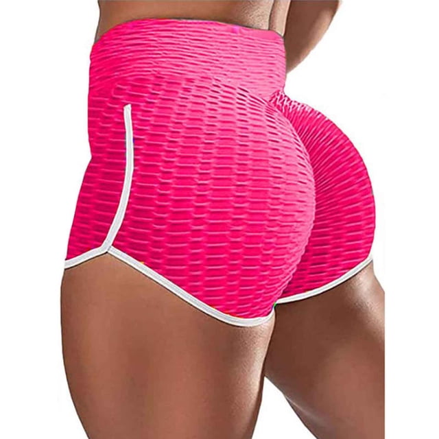 KIHOUT Women's High Waist Workout Shorts Butt Lifting Tummy Control Ruched Booty Running Yoga Shorts