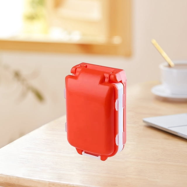 Plastic Medication Dispenser Box Portable Tablet & Capsule Organizer Orange & Blue Pill Cutter Divider 10x7x2cm Travel Health Case
