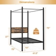 thumbnail image 3 of Gymax Twin Size 4-Post Canopy Bed Frame Rustproof Metal Noise-free with Foot Pads, 3 of 10