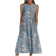 thumbnail image 2 of SMihono Robe Bohème d'Été pour Femmes Grande Taille Mode Robe Sans Manches à Col en V Décontractée à Imprimé avec Poches pour Femmes Printemps Été, 2 of 6