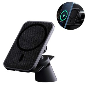 Adaptateur de chargeur de voiture sans fil magnétique compatible avec Iphone 15W/10W/7.5W/5W Monteur de chargeur rapide de voiture - _Parfait noir Gift