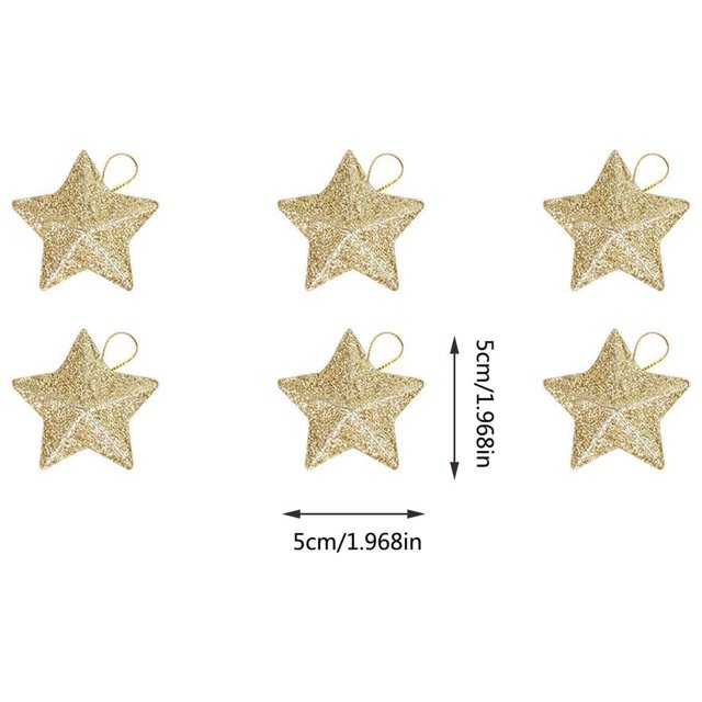 Christmas Decorations Tree Ornaments Christmas Decorations Gold Powder Five Pointed Star Pendant Christmas Tree Decoration Gold Three-Dimensional Star Pendant