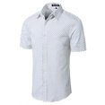 thumbnail image 3 of INSPIRE CHIC Inspired Men's Shirts Point Collar Short Sleeve Polka Dots Button Down Shirt 46 White, 3 of 8