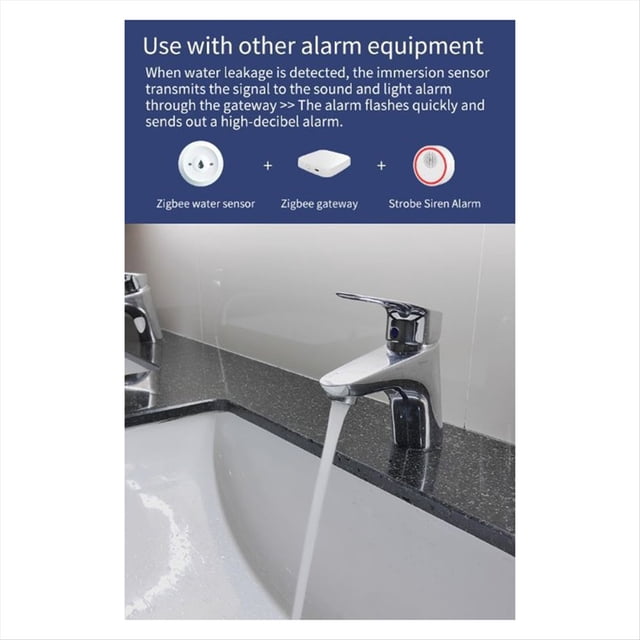 Graffiti Zigbee Flood Sensor Smart Water Sensor Leakage Alarm Flood Sensor Multifunction Flood Sensor,1 * Zigbee Water Immersion Sensor 1 * Chinese And English Instructions