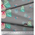 thumbnail image 3 of Soimoi Grey Rayon Fabric Snowman & Tree Christmas Print Fabric by Yard 56 Inch Wide, 3 of 3
