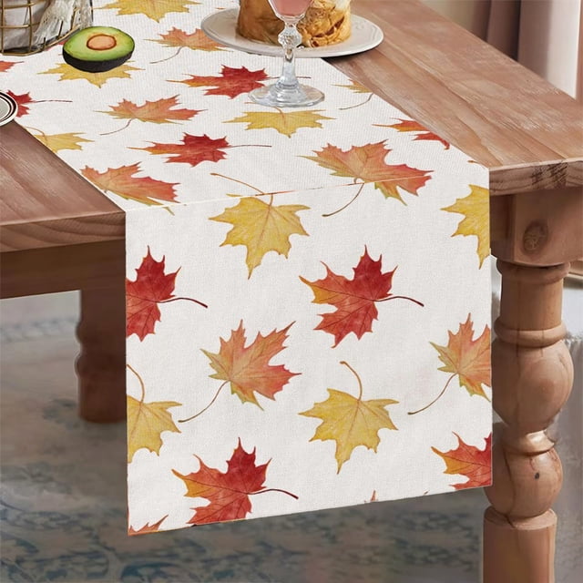 Chemin de Table Citrouille d'Automne pour l'Action de Grâce avec Motif à Carreaux Feuille d'Érable, Décor de Table de Cuisine et Salle à Manger en Lin pour Fête des Récoltes, Réutilisable, Facile à Nettoyer, Accent Festif pour la Maison
