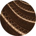 thumbnail image 1 of Ahgly Tapis Rond Lavable en Machine Intérieur Transitionnel Brun Selle, 5 Pieds Rond, 1 of 7