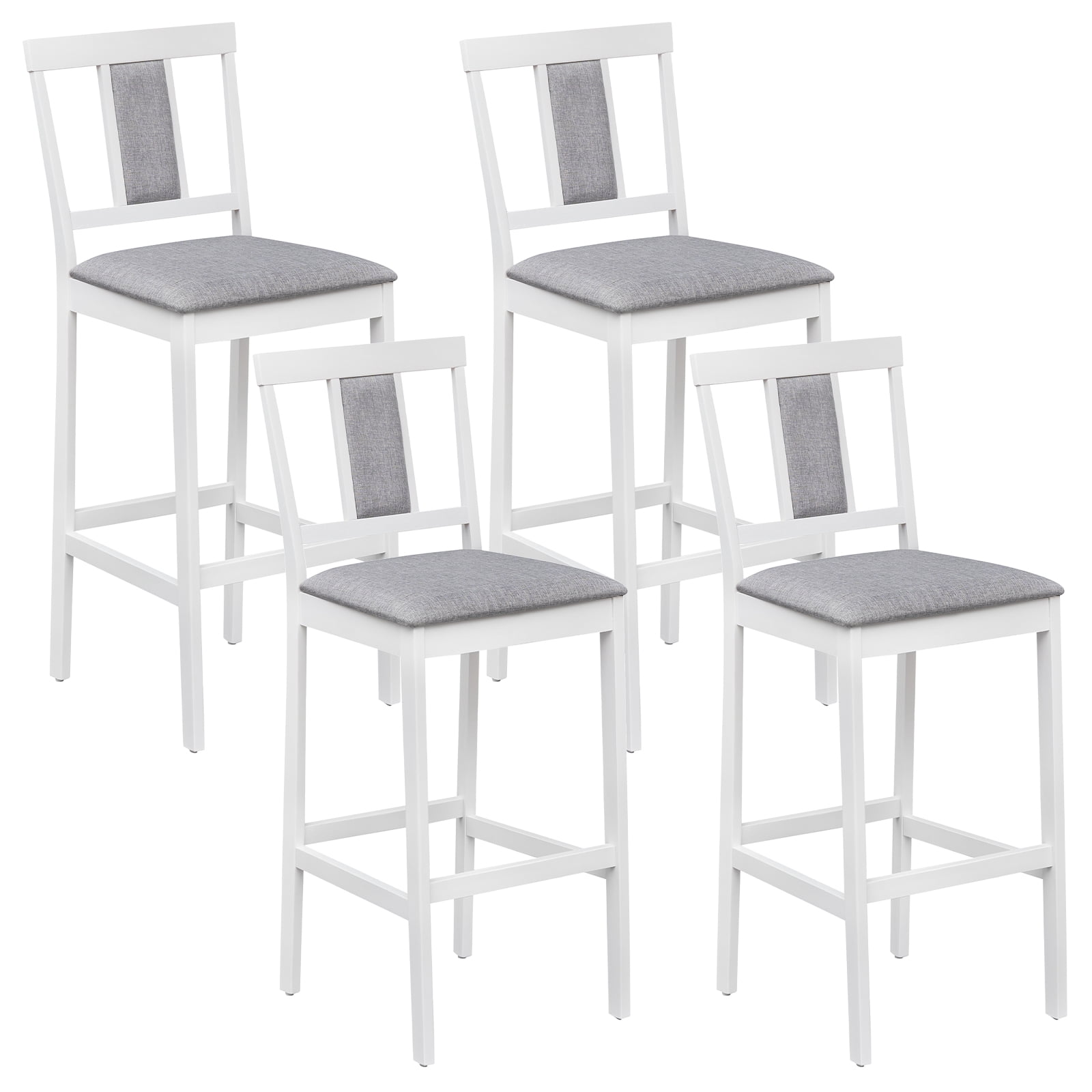 Costway Upholstered Barstool Set of 4,Modern 29.5" Bar Height Kitchen Island Stool