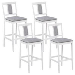 Costway Upholstered Barstool Set of 4,Modern 29.5" Bar Height Kitchen Island Stool