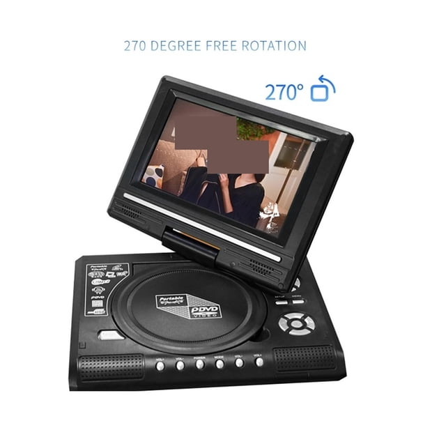 Mini DVD Player 7.8 Inch Desktop Digital Smart TV CD EVD Disc Players Remote Control Portable Travel 270° Rotatable Screen ,Swivel Screen