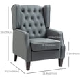 thumbnail image 3 of HOMCOM Fauteuil d'Appoint Capitonné à Boutons, Fauteuil en Similicuir, Gris, 3 of 10
