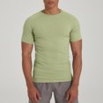 thumbnail image 2 of cfhntfmh Men's Muscle T Shirts Ribbed Knit Stretch Short Sleeve Round Neck Workout Tees Solid Color Slim Fit Knit Shirts, 2 of 7