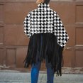 thumbnail image 4 of Pompotops Automne et Hiver Femmes Décontracté Imprimé Ample Manches Longues Col Montant à Franges Sweatshirts Hauts, 4 of 8