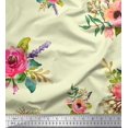 thumbnail image 1 of Soimoi polyester Crepe Fabric Leaves & Anemone Flower Print Fabric by Yard 52 Inch Wide, 1 of 3