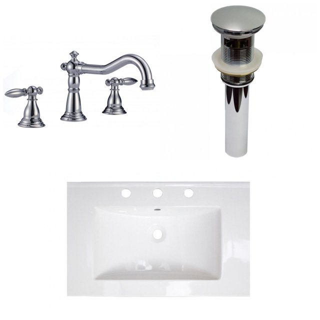 American Imaginations 24-in. W 3H8-in. Ceramic Top Set In White Color - Overflow Drain Incl. AI-33273