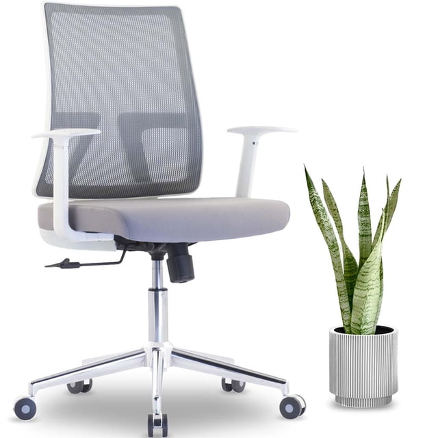 MotionGrey - AeroMesh Ergonomic Office Chair-Comfy Airy Mesh Back Support with Adjustable Armrests-Desk Computer Chairs Perfect for Home Gaming and Offices - White
