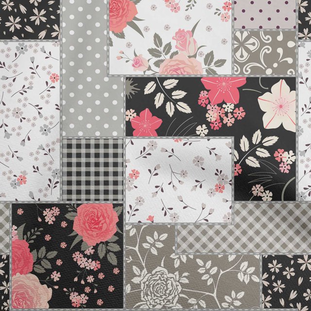 oneOone Georgette Viscose Black Fabric Asian Floral Mix Patch Craft Projects Decor Fabric Printed By The Yard 42 Inch Wide