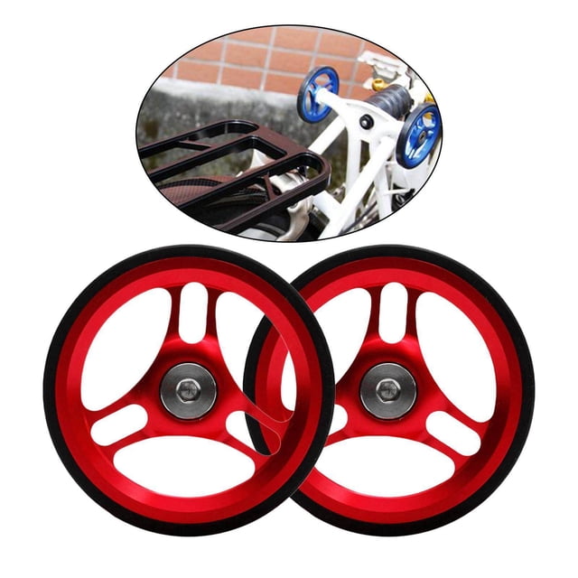 Langgg Folding Bike Easy Wheel EZ Wheels for Traveling Rack Red